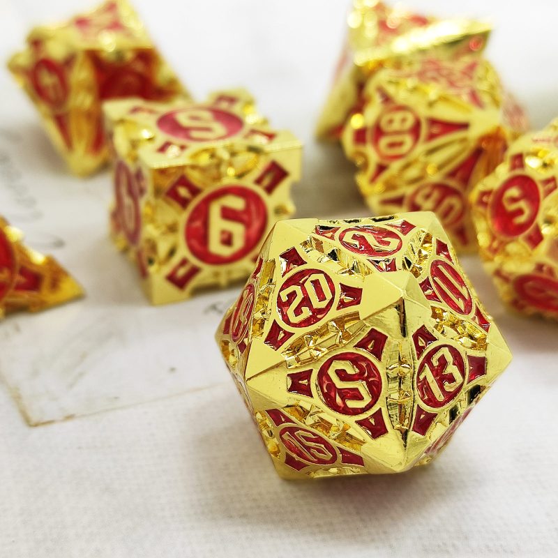 DND Metal Board Game Yellow-Red Dice